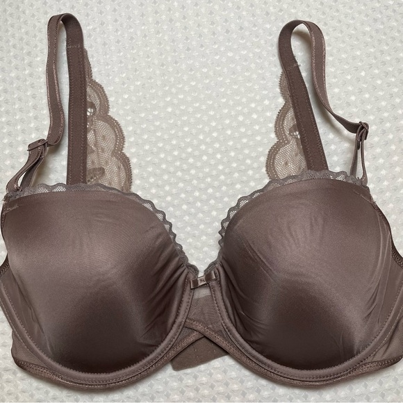 Paramour by Felina Plus Size Bra 34DD Contour Underwire 225073 Mink Lace & Mesh - Picture 2 of 14